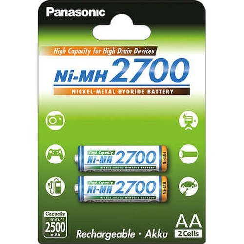 Аккумулятор Panasonic AA 2700mAh (BK-3HGAE/2BE), 2шт. фото