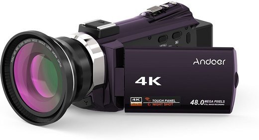 Видеокамера Andoer 524KM 4K 1080P 48MP WiFi с объективом, кофе фото