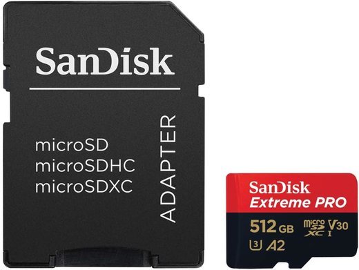Карта памяти Sandisk microSDXC Extreme Pro A2 C10 V30 UHS-I U3 (200/140MB/s) 512Gb + ADP фото