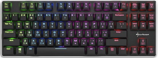 Игровая клавиатура Sharkoon PureWriter TKL RGB (slim, Kailh Red switches, RGB подсветка, USB, без нампада) фото