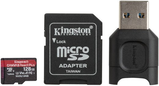 Карта памяти Kingston microSDXC Canvas React Plus Class 10 UHS-II U3 (285/165MB/s) 128GB + USB Reader фото