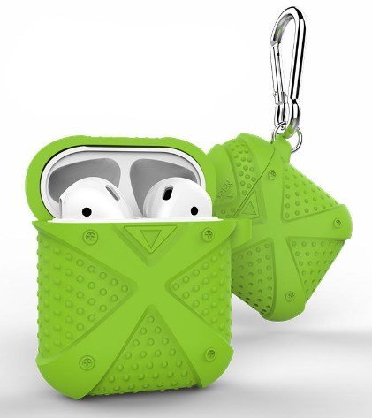 Защитный чехол для Apple AirPods, с крючком, ударопрочный, зеленый фото