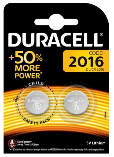 Батарейка литиевая Duracell CR2016 дисковая 3В блистер 2шт. фото