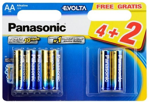 Батарейки Panasonic LR6EGE/6B2F AA щелочные Evolta promo pack в блистере 6шт фото