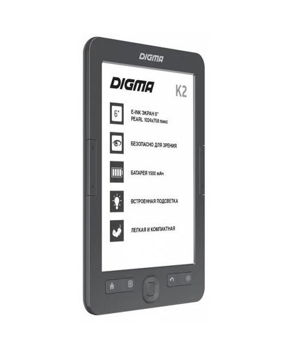 Электронная книга Digma K2 6" E-Ink HD, темно-серый фото