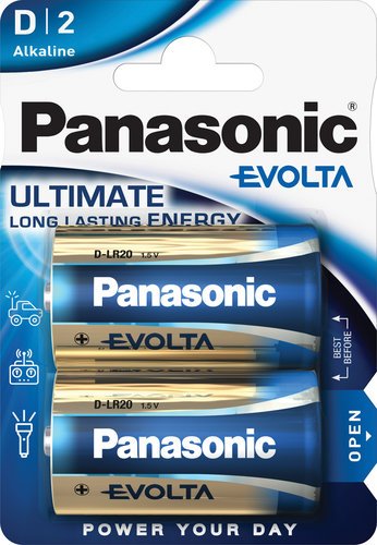 Батарейки Panasonic LR20EGE/2BP D щелочные Evolta в блистере 2шт фото