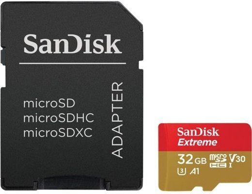 Карта памяти SanDisk microSDHC Extreme UHS-I U3 V30 A1 (100/60MB/s) 32GB + ADP фото