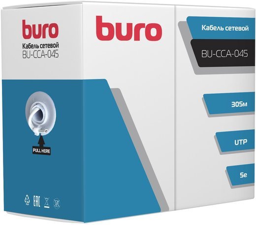 Кабель сетевой Buro UTP cat5E 4 пары 305м, серый (BU-CCA-045) фото