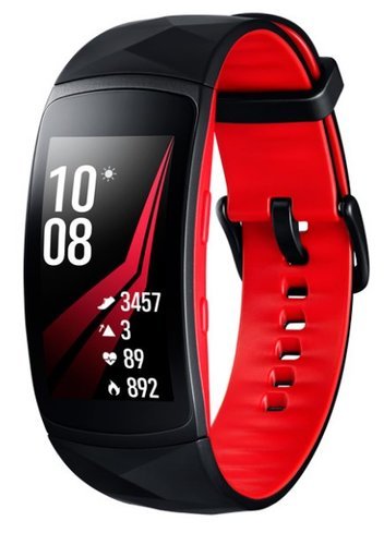 Умный браслет Samsung Gear Fit 2 Pro, черно-красный (S) фото