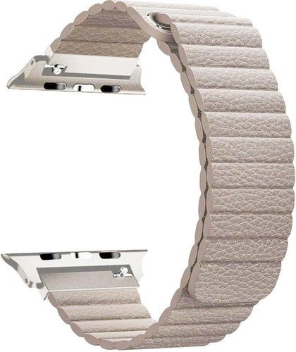 Ремешок кожаный на магните для Apple Watch 40мм, серый фото