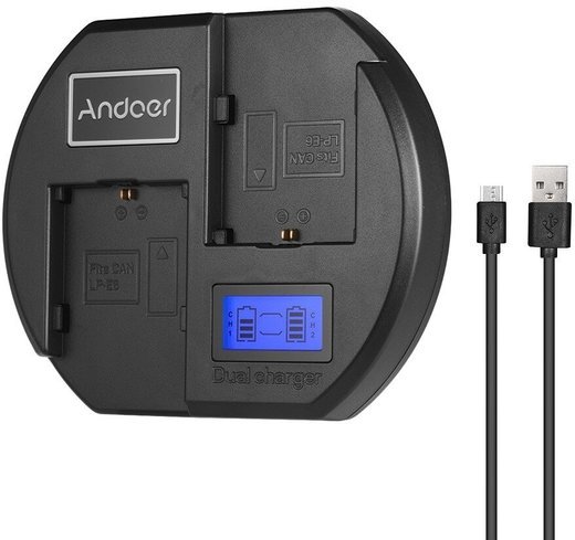 Двухканальное зарядное устройство Andoer для Canon LP-E17, US-вилка фото