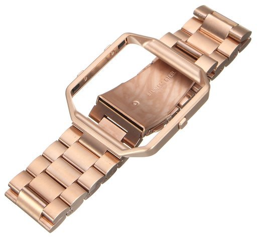 Ремешок для браслета Bakeey для Fitbit Blaze, нержавеющая сталь, с накладкой, розовое золото фото