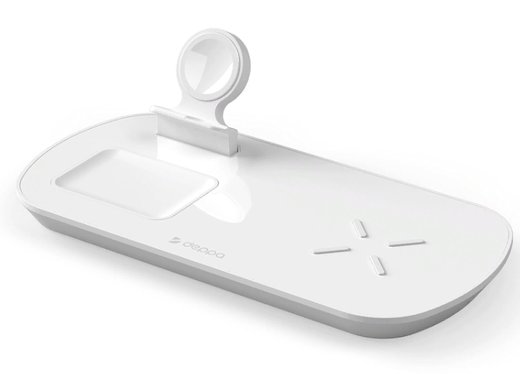 Беспроводное зарядное устройство Deppa 3 в1 (для Apple iPhone, Apple Watch, Apple AirPods), 15W, белый фото