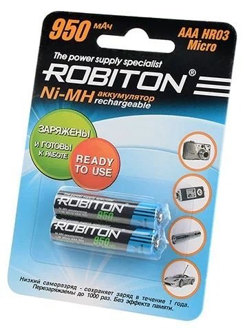 Аккумулятор ROBITON R03 (AAA) Ni-MH 950mAh предзаряженный блистер 2 шт фото
