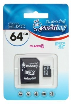 Карта памяти Smartbuy microSDXC Class 10 (10/10MB/s) 64GB + ADP фото