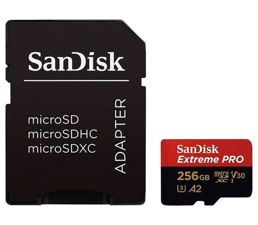 Карта памяти SanDisk microSDXC Extreme Pro Class 10 UHS-I U3 A2 (200/90MB/s) 256GB + ADP фото