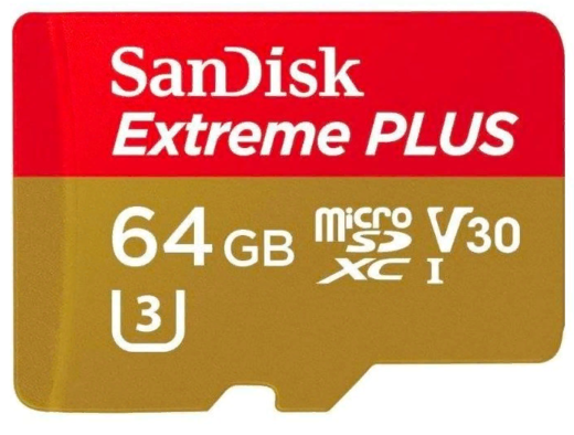 Карта памяти SanDisk microSDXC Extreme Class 10 UHS-I U3 (170/90MB/s) 64GB+ ADP фото