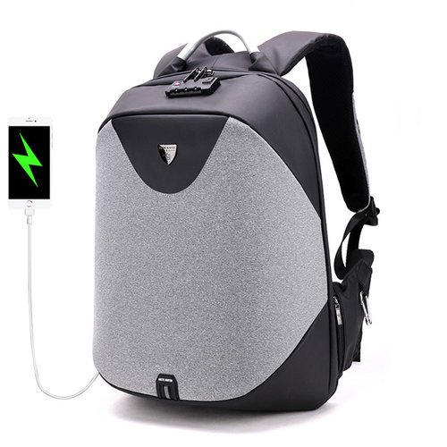 Рюкзак для ноутбука с защитой от кражи, светло-серый фото