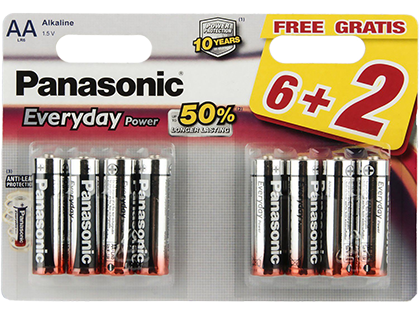 Батарейки Panasonic LR6REE/8B2F AA щелочные Everyday Power promo pack в блистере 8шт фото