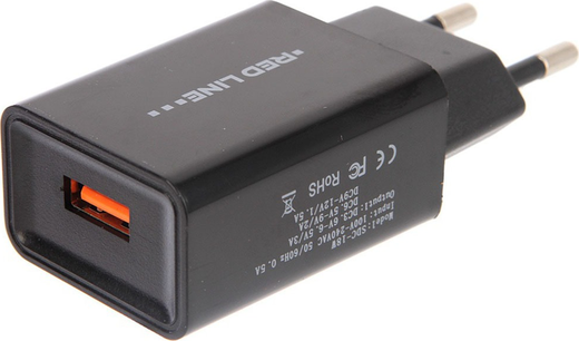 СЗУ адаптер Tech 3 USB (модель NQC1-3A) Qick charge 3.0 черный, Redline фото