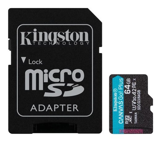 Карта памяти Kingston microSDXC Canvas Go Plus Class 10 UHS-I U3 V30 A2 (170/70MB/s) 64GB + ADP фото