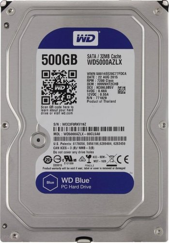 Жесткий диск HDD 3.5" WD Blue 500Gb (WD5000AZLX) фото