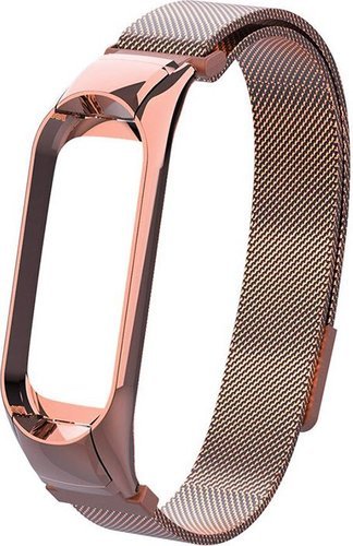 Ремешок сетчатый металлический на магните для Mi Band 4, розовый фото