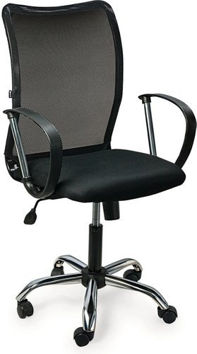 Кресло BRABIX Spring MG-308, с подлокотниками, хром, ткань черная TW, 531403 фото