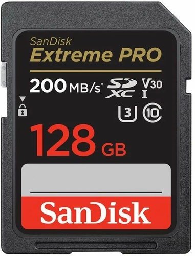 Карта памяти SanDisk SDXC Extreme Pro Class 10 UHS-I V30 U3 (200/90MB/s) 128GB фото