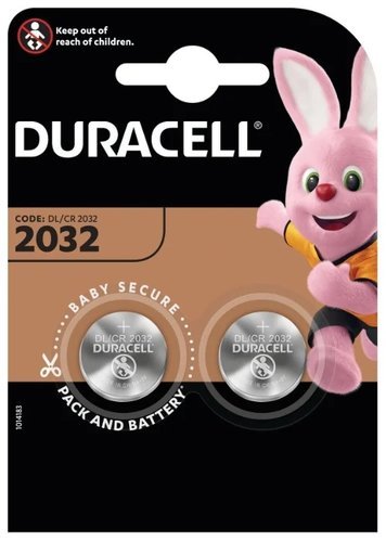 Батарейка литиевая Duracell CR2032 дисковая 3В блистер 2шт. фото
