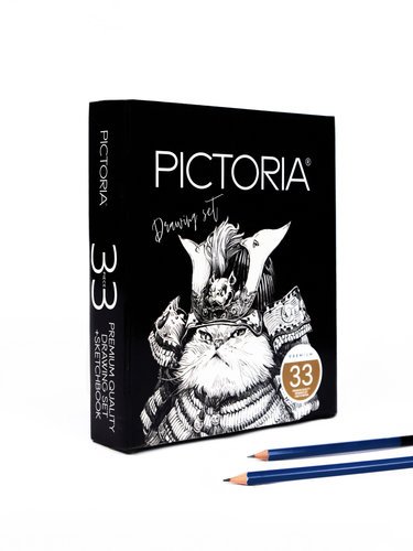 Набор для скетчинга Pictoria в коробке, 33 предмета в кейсе, скетчбук в комплекте фото