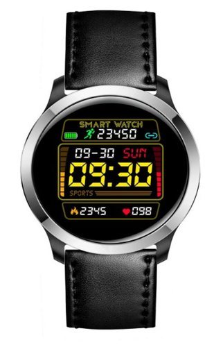 Умные часы Bakeey E70, кожаный ремешок - черный фото