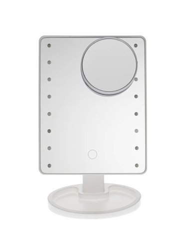 Зеркало косметическое CleverCare 16 LED, с дополнительным съемным зеркалом, цвет белый фото