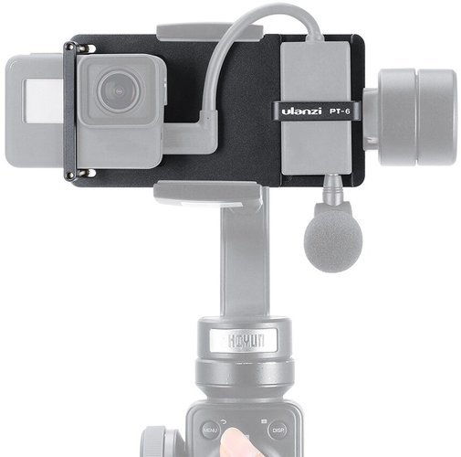 Держатель Ulanzi PT-6 Switch Mount Plate Vlog Plate с адаптером для микрофона для GoPro Hero 7 6 5 для DJI Moza Mini S Zhiyun Smooth 4 Vimble 2 фото
