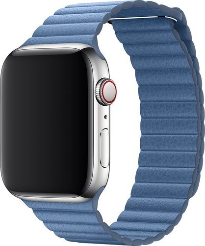 Ремешок кожаный на магните для Apple Watch 40мм, голубой фото