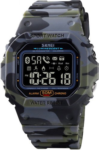 Умные часы Skmei 1629 5ATM, водонепроницаемые, армейский зеленый фото