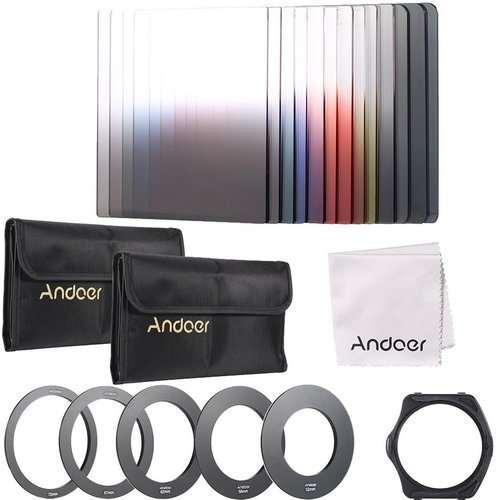 Набор фильтров Andoer 13шт цветных с адаптерным кольцом (52 мм 58 мм 62 мм 67 мм 72 мм) фото