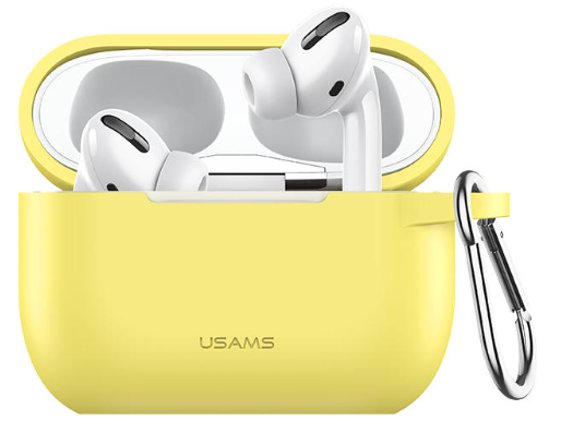 Чехол USAMS US-BH568 для хранения наушников Apple Airpods 3 / Airpods Pro, с брелоком, желтый фото