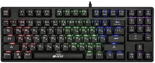Игровая клавиатура HIPER MK-2 CHASE чёрная (TKL, USB, Outemu, RGB подсветка) фото