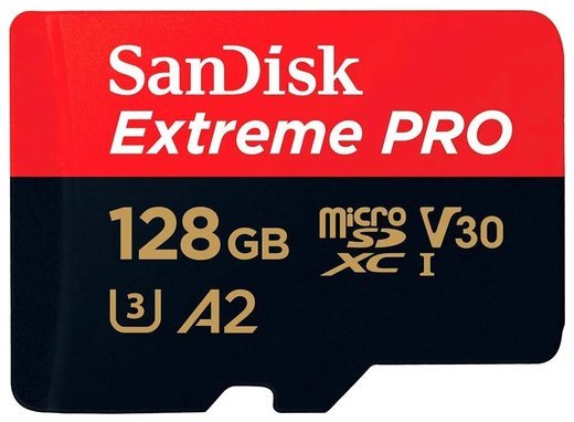 Карта памяти SanDisk microSDXC Extreme PRO V30 U3 A2 (200/90MB/s) 128GB + ADP фото