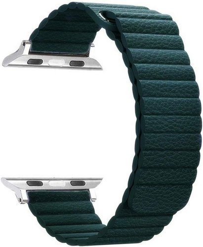 Ремешок кожаный на магните для Apple Watch 40мм, зеленый фото