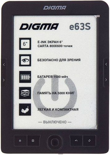 Электронная книга Digma E63S 6" E-Ink Carta 800x600 600MHz/4Gb/microSDHC темно-серый фото