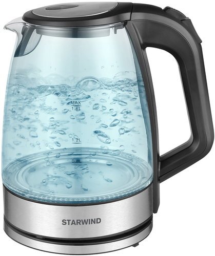 Чайник электрический Starwind SKG2090 1.8л. 2200Вт прозрачный/черный (корпус: стекло) фото