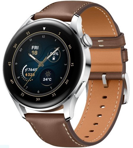 Умные часы Huawei Watch 3 Galileo-L21E, серебристый/коричневая кожа фото