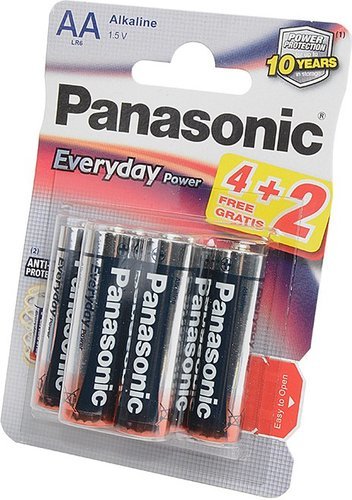 Батарейки Panasonic LR6REE/6B2F AA щелочные Everyday Power promo pack в блистере 6шт фото