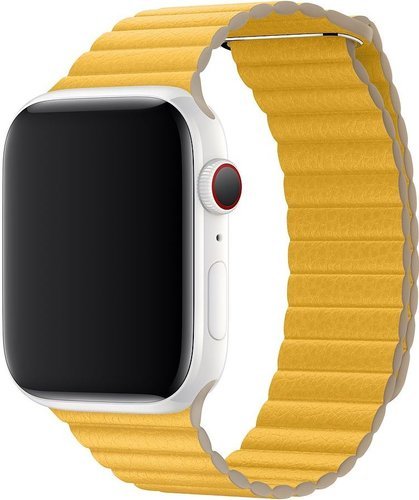 Ремешок кожаный на магните для Apple Watch 44мм, желтый фото