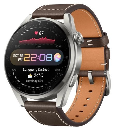 Умные часы Huawei Watch 3 Pro Galileo-L40E, серебристый/коричневая кожа фото