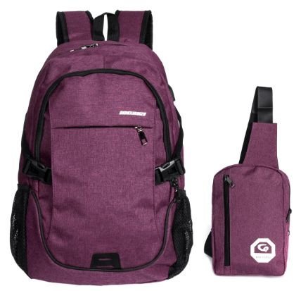 Рюкзак для ноутбука с портом для заряда, фиолетовый фото