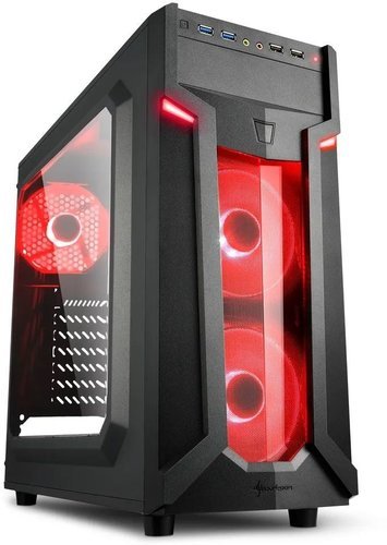 Компьютерный корпус Sharkoon VG6-W Red led, черный фото