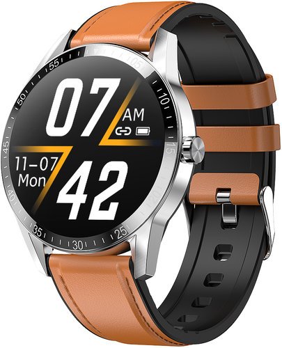 Умные часы Bakeey G20 Pro, кожаный ремешок, коричневый фото